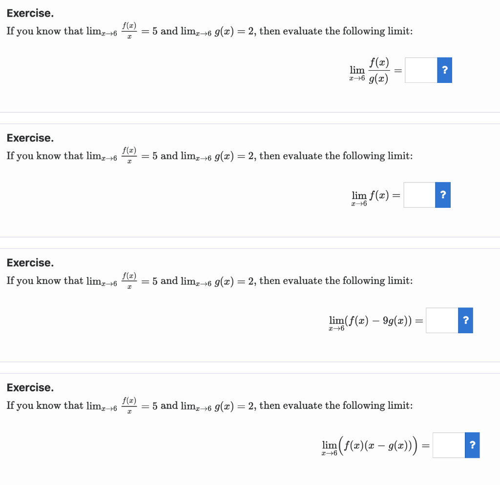 Solved Exercise F X If You Know That Lim And Limx Chegg