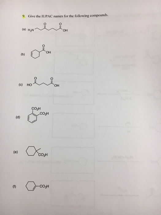 Solved Give The IUPAC Names For The Following Compounds.