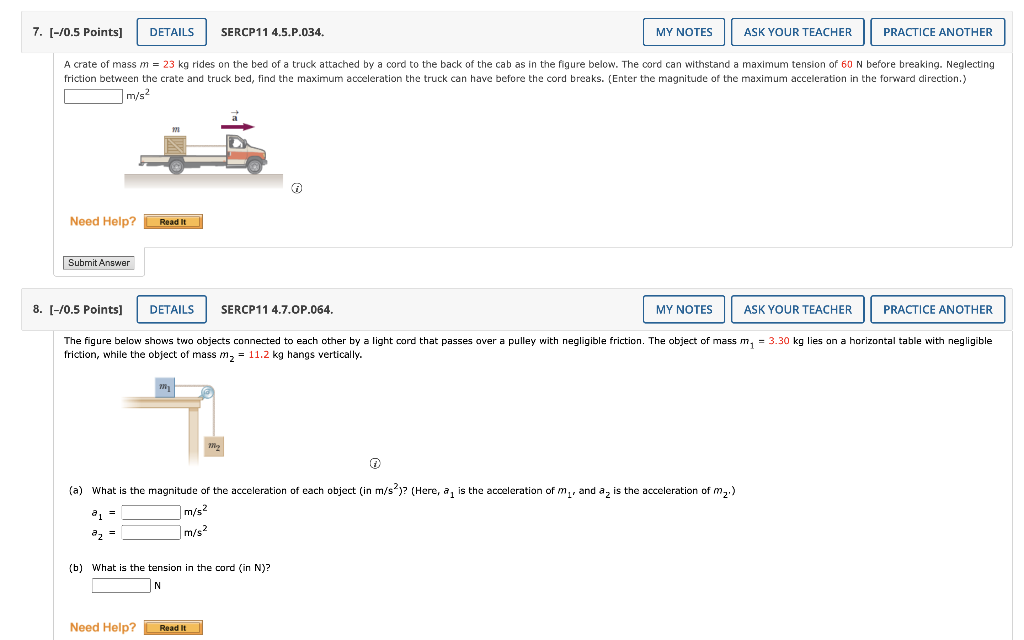 Solved 7 0 5 Points DETAILS SERCP11 4 5 P 034 MY NOTES Chegg