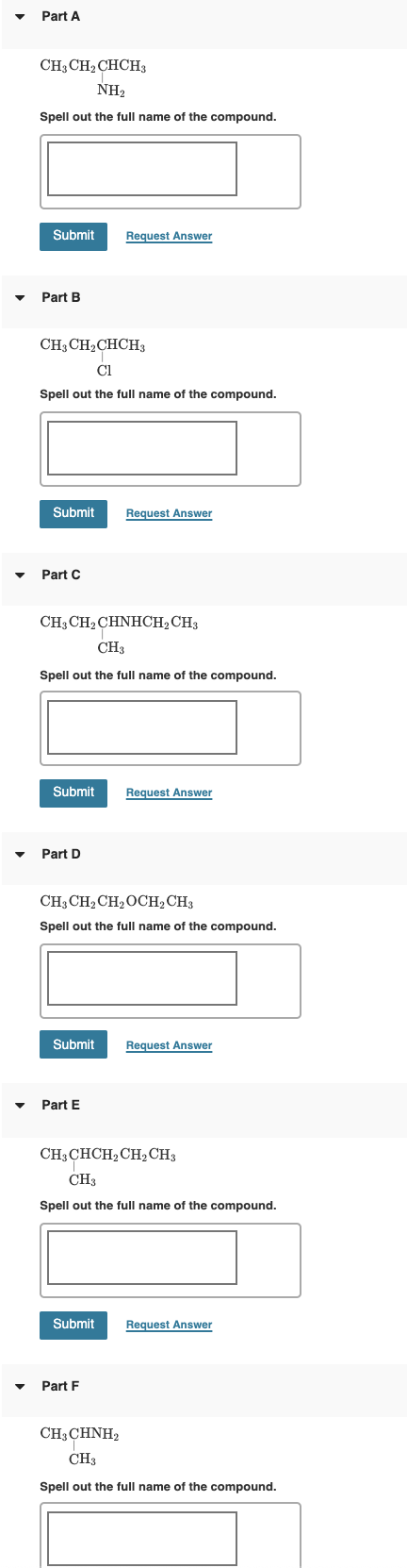 Solved Part A Ch Ch Chch Nh Spell Out The Full Name Of The Chegg