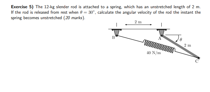 Solved Exercise 5 The 12 Kg Slender Rod Is Attached To A Chegg