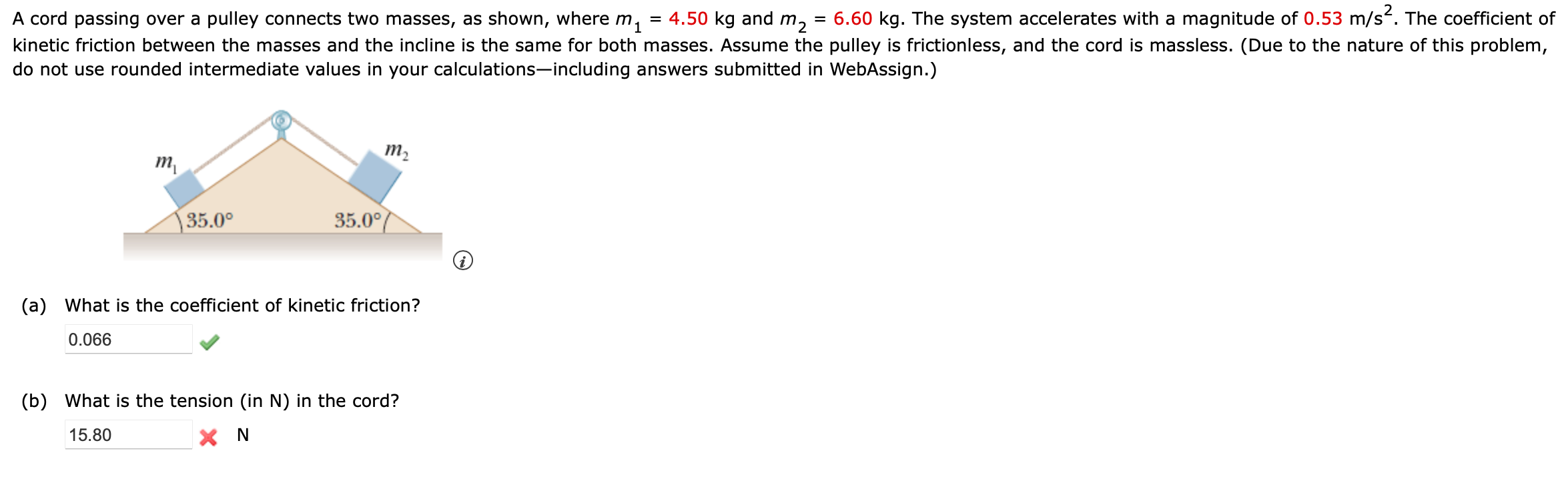 Solved A Cord Passing Over A Pulley Connects Two Masses As Chegg