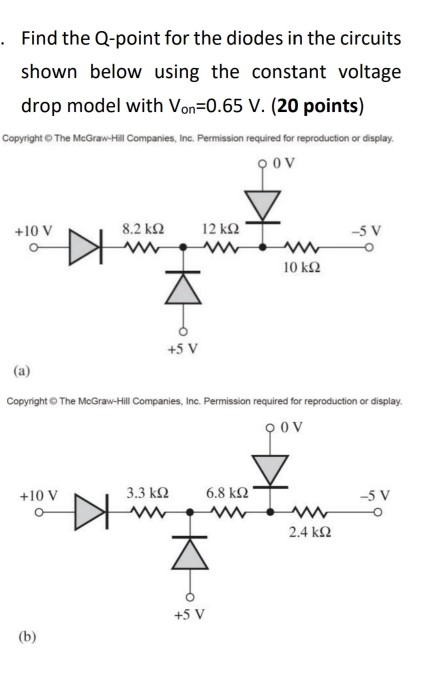 Solved Find The Q Point For The Diodes In The Circuits Sh Chegg