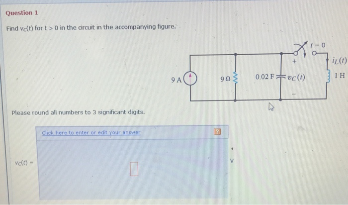 Solved Question Find Vc T For T O In The Circuit In The Chegg