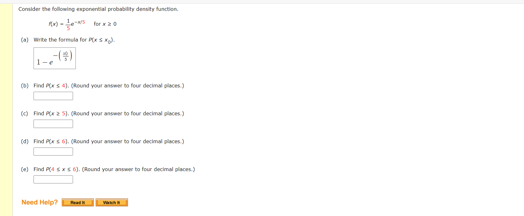 Solved Consider The Following Exponential Probability Chegg