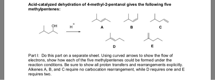 Solved Acid Catalyzed Dehydration Of Methyl Pentanol Chegg