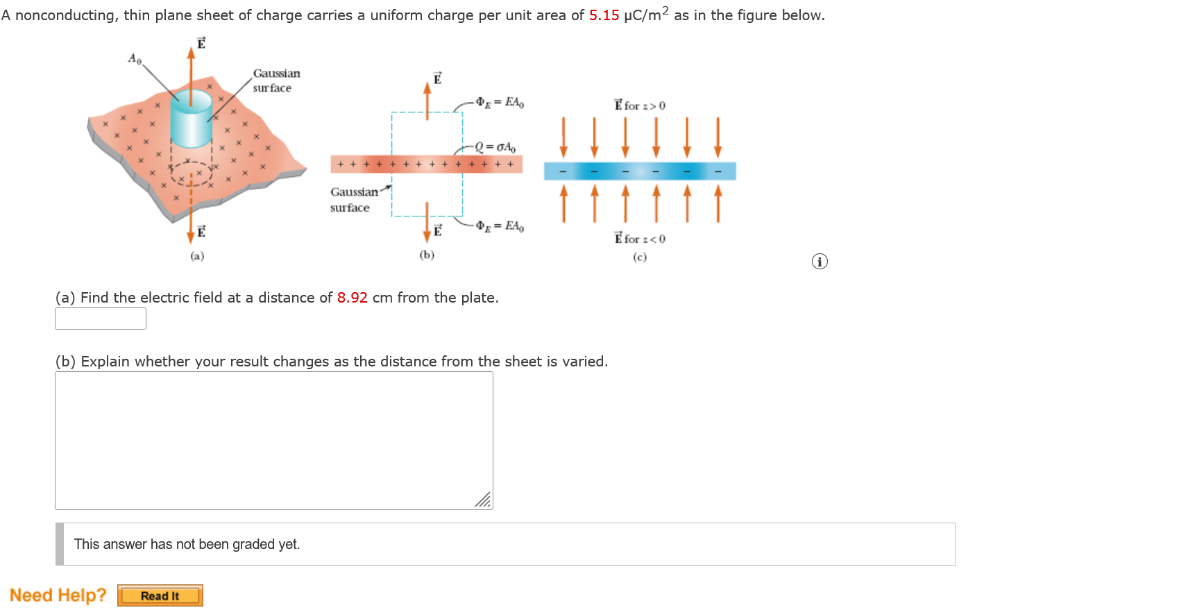 Solved A Nonconducting Thin Plane Sheet Of Charge Carries A Chegg