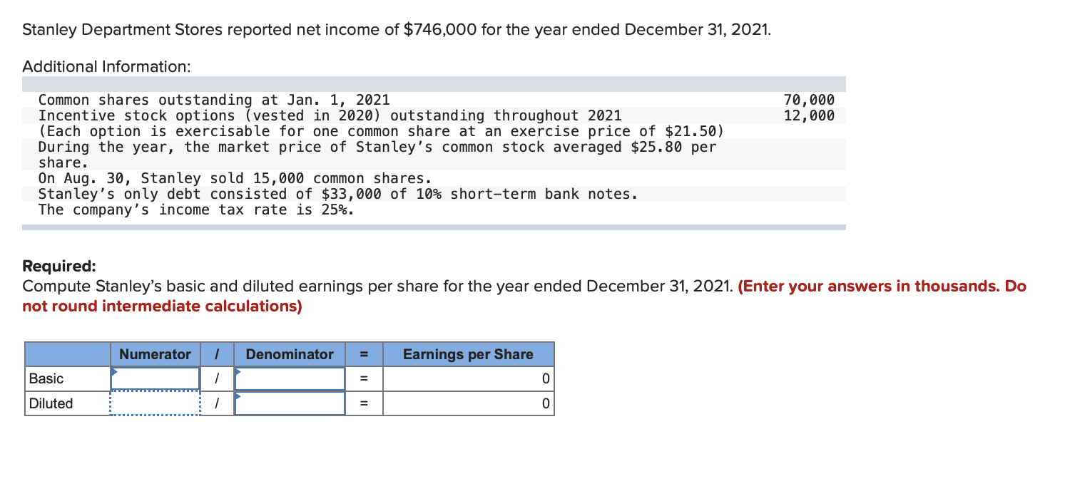 Solved Stanley Department Stores Reported Net Income Of Chegg