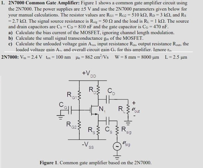 Solved 1 2N7000 Common Gate Amplifier Figure 1 Shows A Chegg