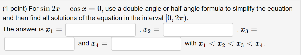 Solved Point For Sin X Cos X Use A Double Angle Or Chegg