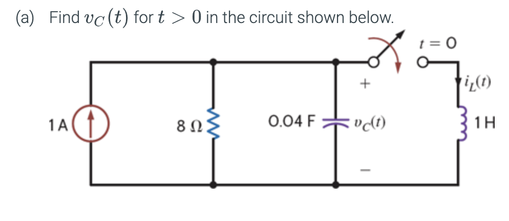 Solved Find Vc T For T 0 In The Circuit Shown Below Chegg