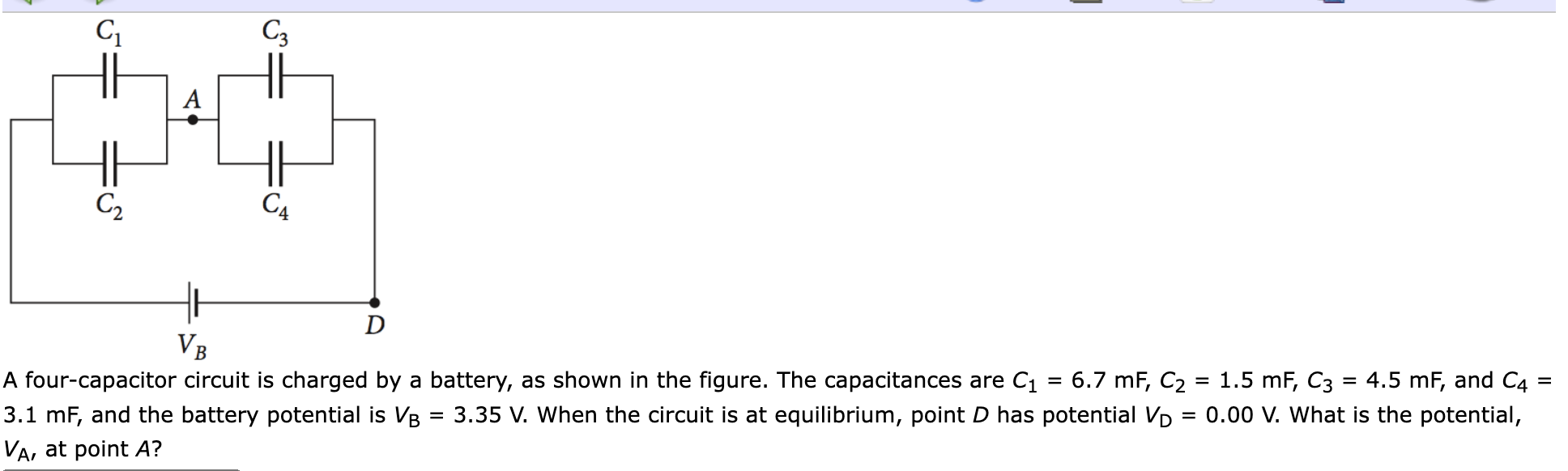 Solved A Four Capacitor Circuit Is Charged By A Battery As Chegg