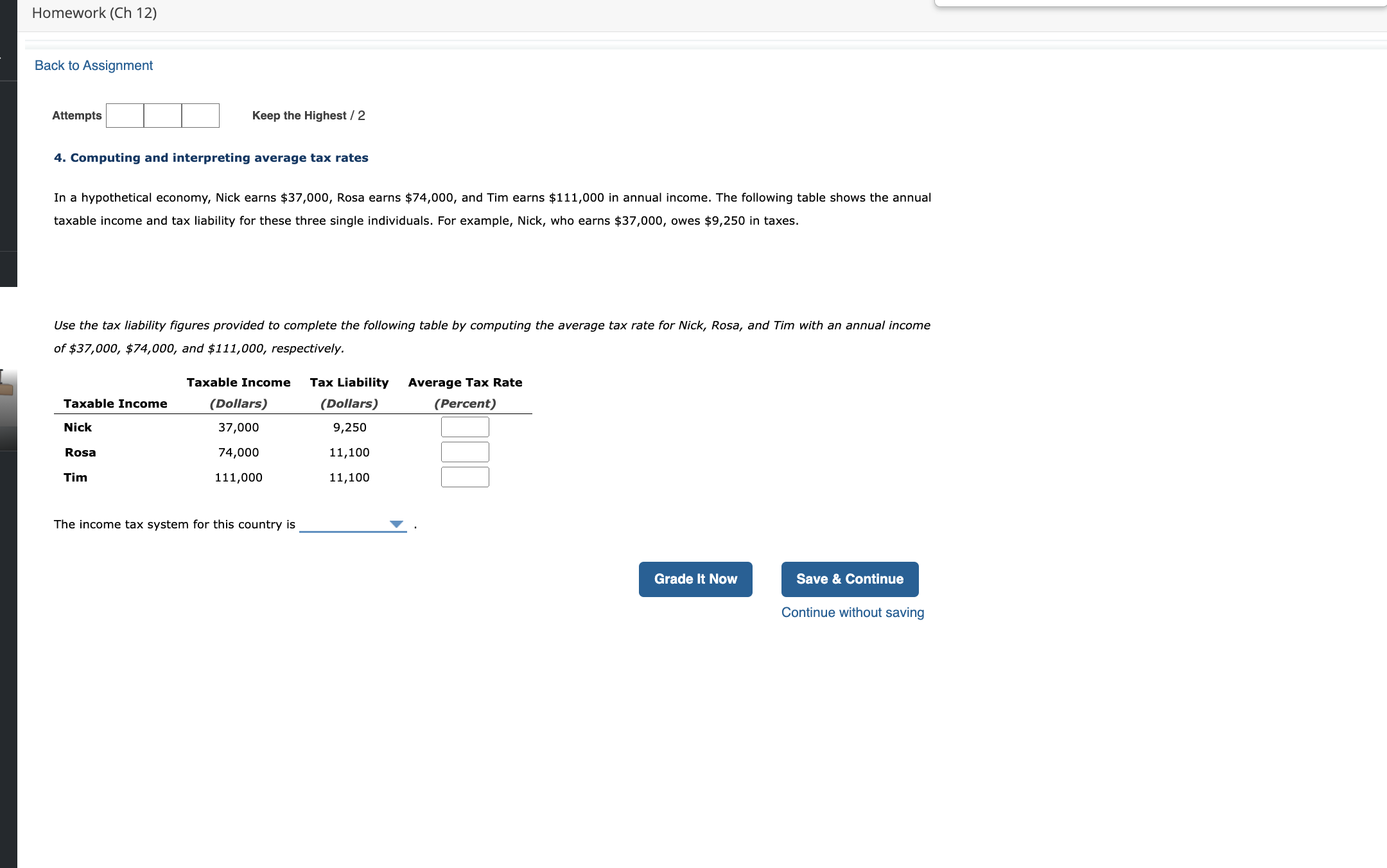 Solved Computing And Interpreting Average Tax Ratesin A Chegg