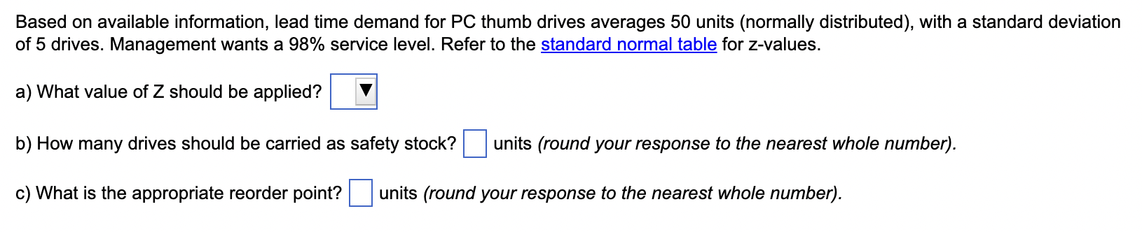 Solved Based On Available Information Lead Time Demand For Chegg