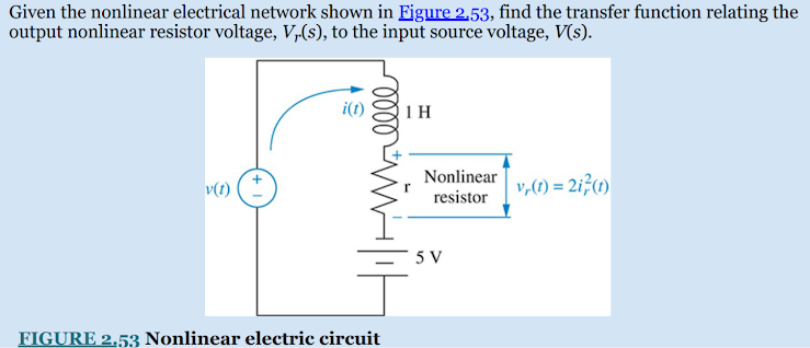 Solved Given The Nonlinear Electrical Network Shown In Chegg