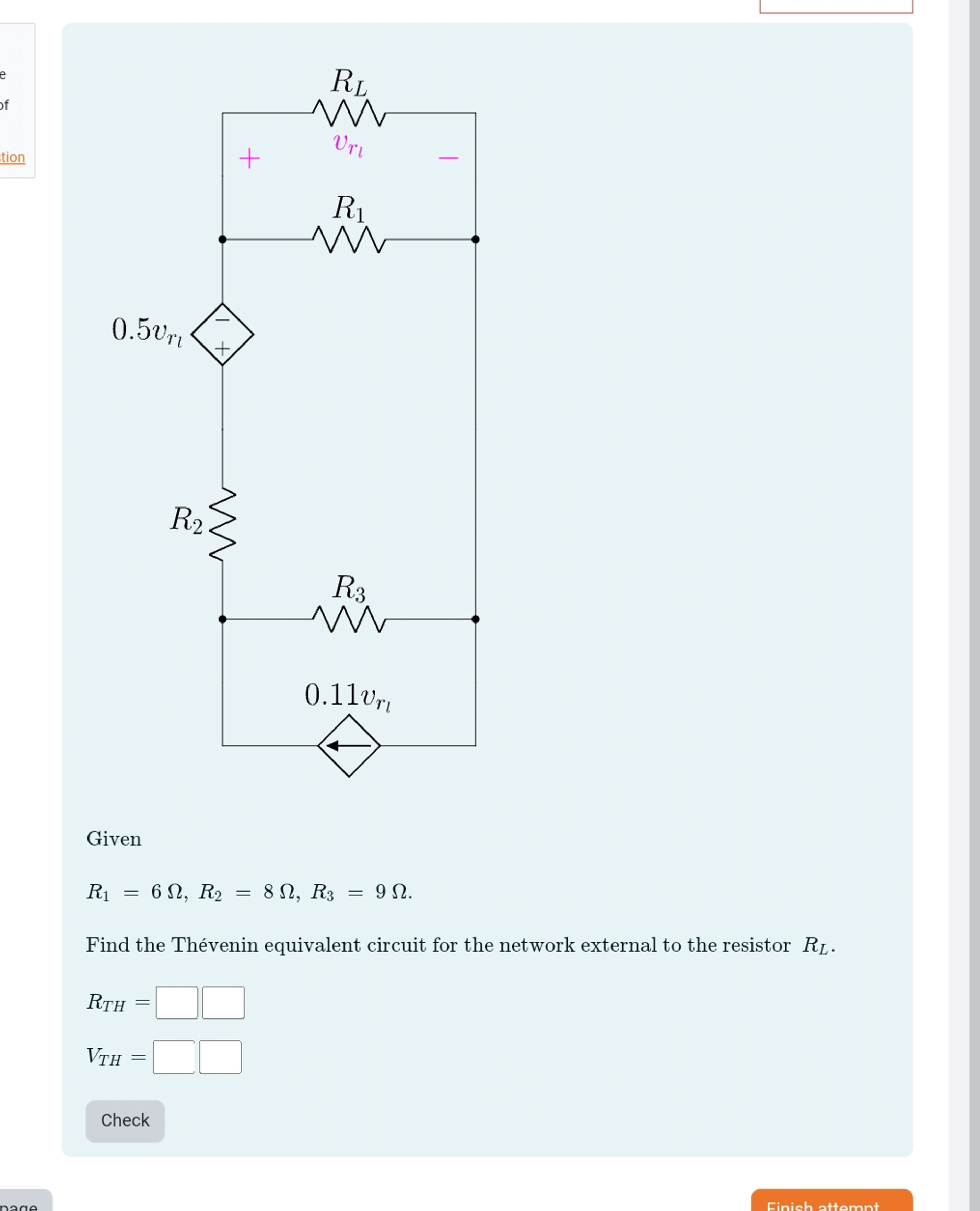 Solved Givenr R R Find The Th Venin Equivalent Chegg