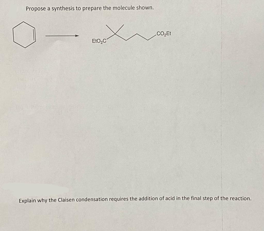 Solved Propose A Synthesis To Prepare The Molecule Shown CO Chegg