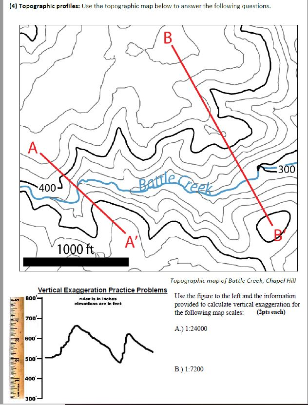 Solved 4 Topographic Profiles Use The Topographic Map Chegg