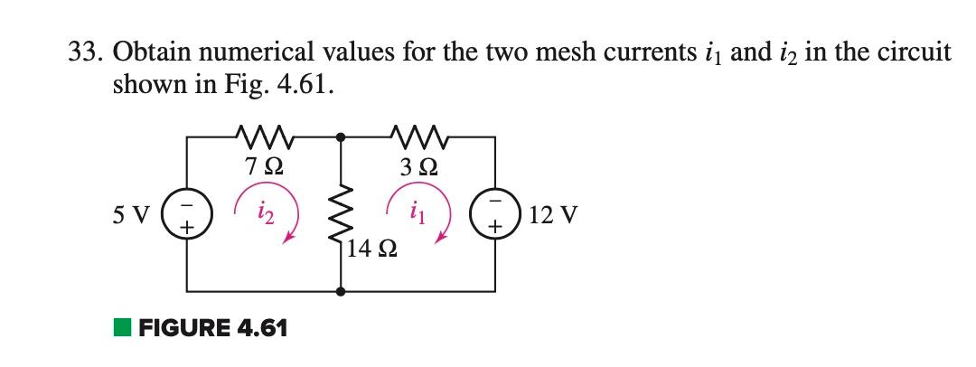 Solved 33 Obtain Numerical Values For The Two Mesh Cur