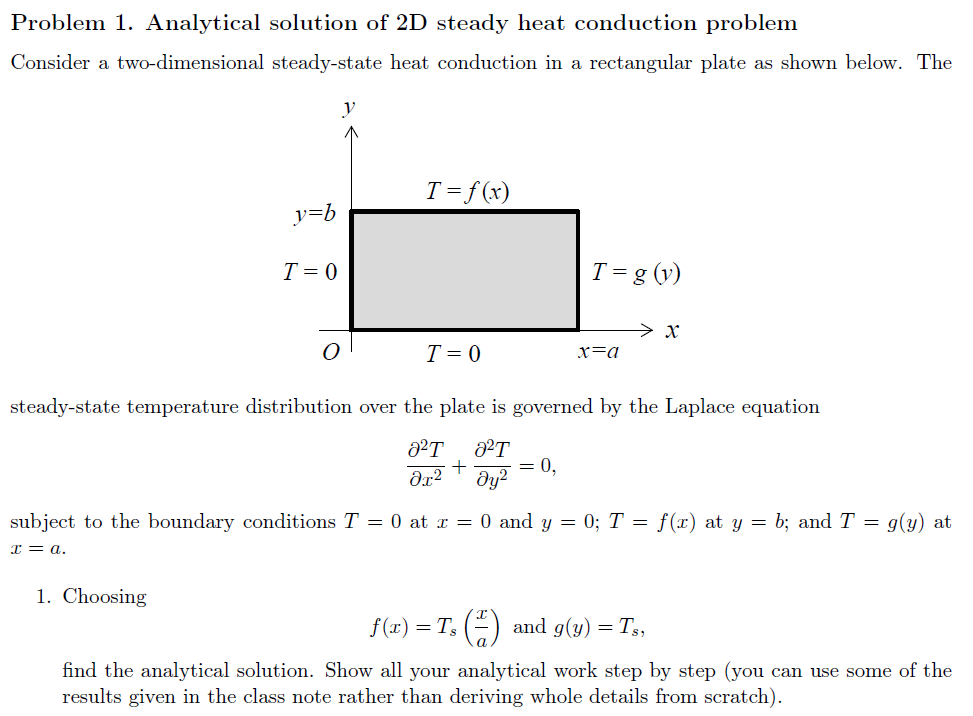 Solved Problem 1 Analytical Solution Of 2D Steady Heat Chegg