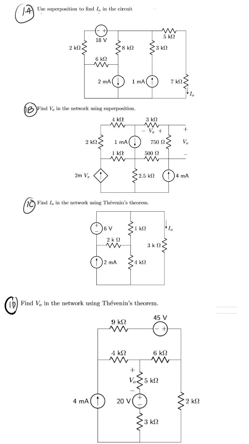 Solved A Use Superposition To Find Io In The Circuit 1B Chegg