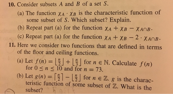 Solved Discrete Math Please Define Characteristic Function Chegg