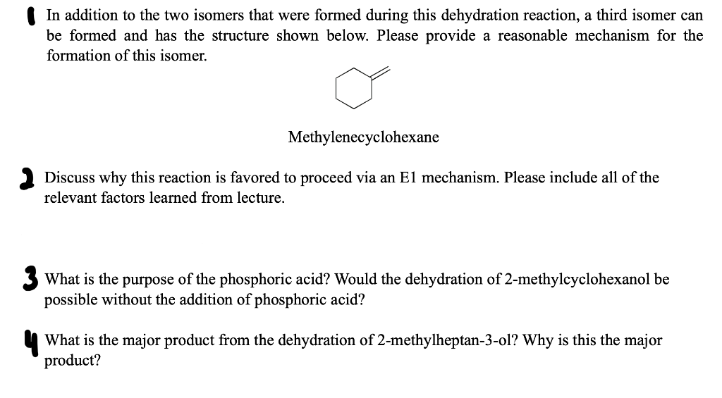 Solved Heat H2OH3PO4 85 2 Methylcyclohexanol Chegg