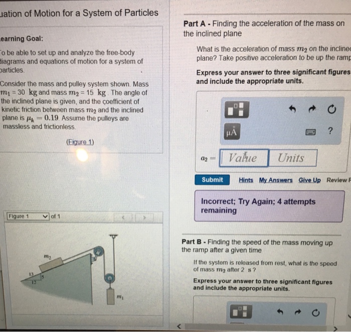 Solved Consider The Mass And Pulley System Shown Mass M 1 Chegg