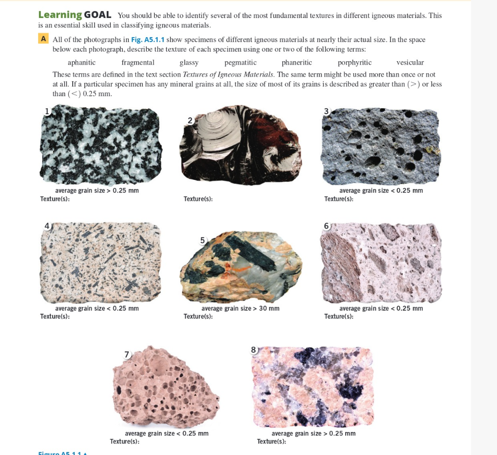 Solved Choose Porphyritic Vesicular Pegmatitic Fragmental Chegg