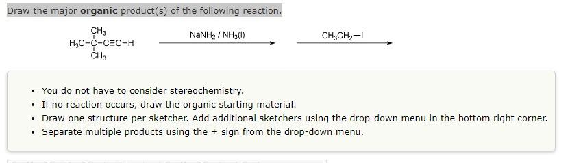 Solved Draw The Major Organic Product S Of The Followi