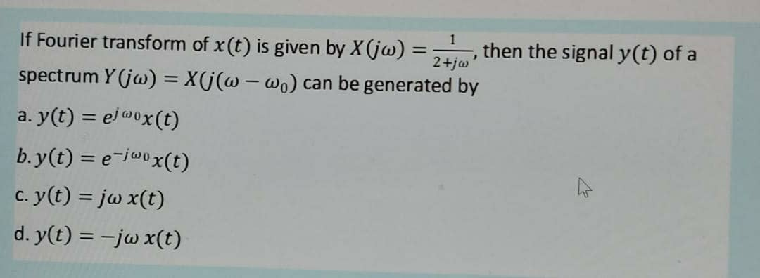 Solved Jw If Fourier Transform Of X T Is Given By X Jw Chegg