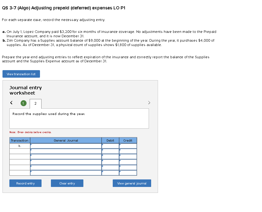 Solved Qs Algo Adjustling Prepald Deferred Expenses Chegg