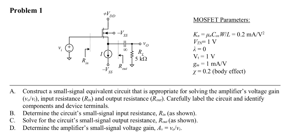 Solved Problem Mosfet Parameters In Ouut X Body Chegg