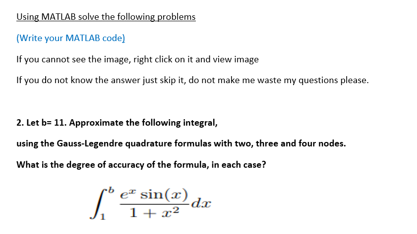 Solved Using MATLAB Solve The Following Problems Write Your Chegg