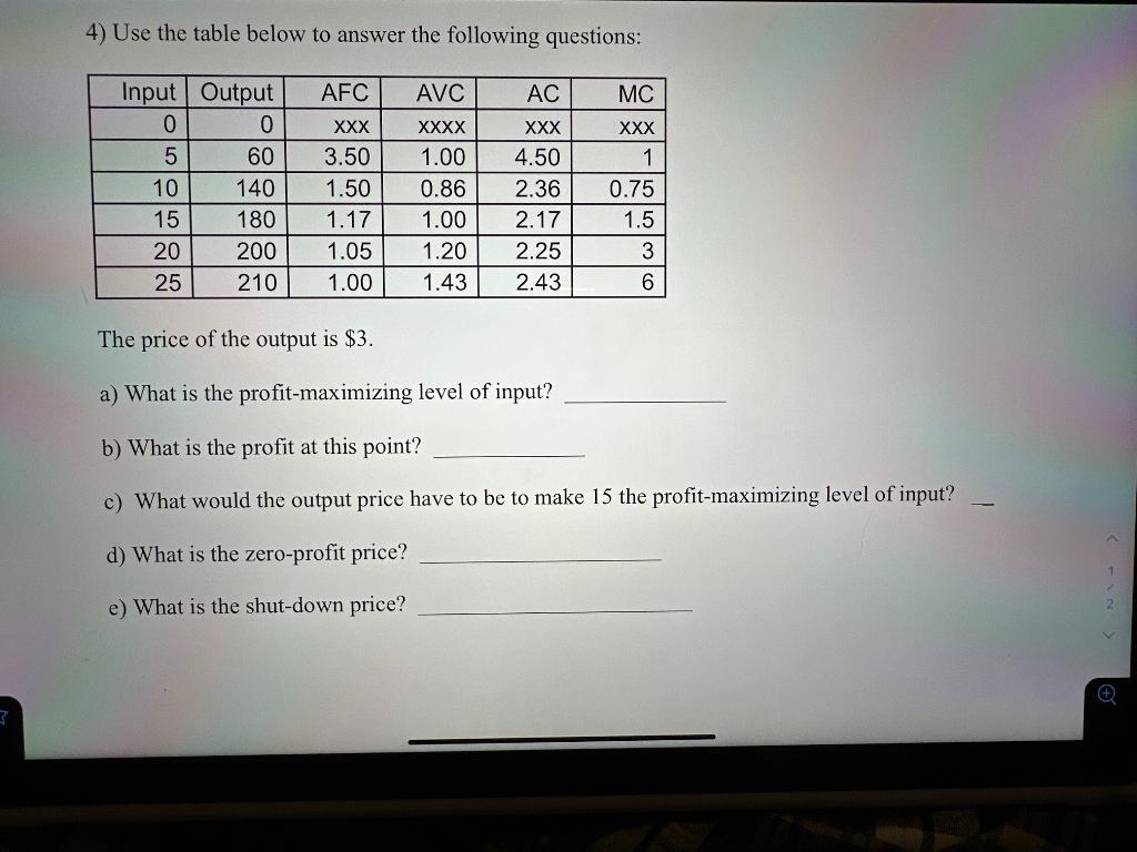 Solved Use The Table Below To Answer The Following Questi