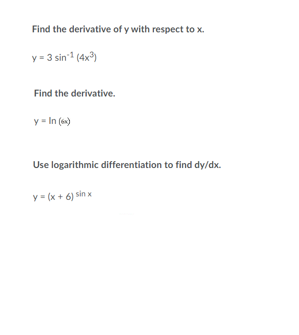 Solved Find The Derivative Of Y With Respect To X Y 3 Chegg