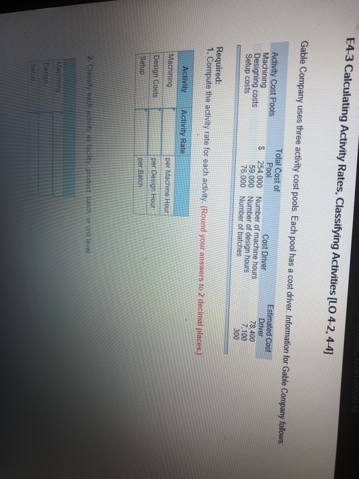 Solved E4 3 Calculating Activity Rates Classifying Chegg