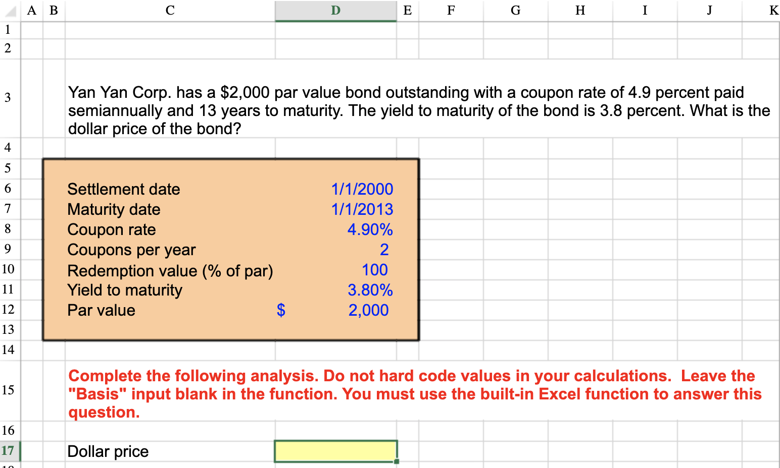 Solved Yan Yan Corp Has A Par Value Bond Outstanding Chegg