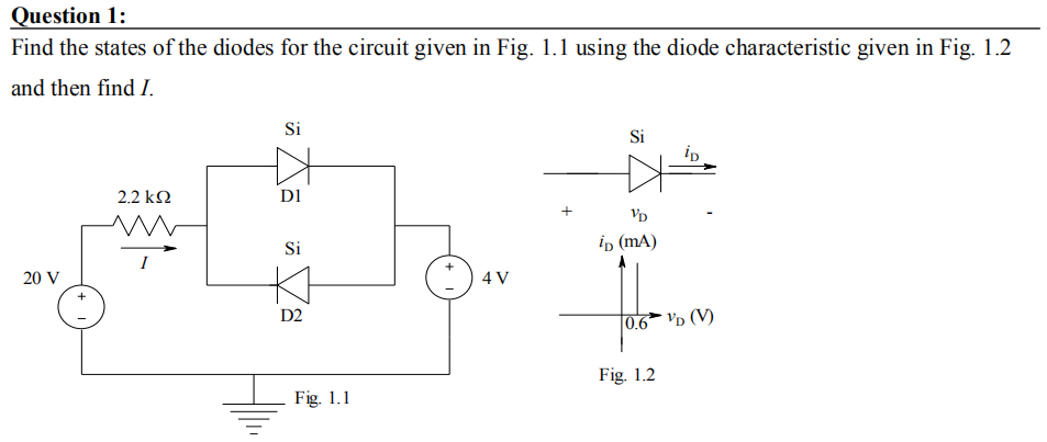 Solved Question Find The States Of The Diodes For The Chegg