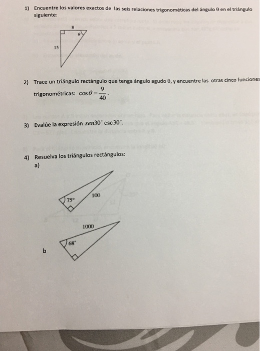 Resuelto Encuentre Los Valores Exactos De Las Seis Relaciones Chegg