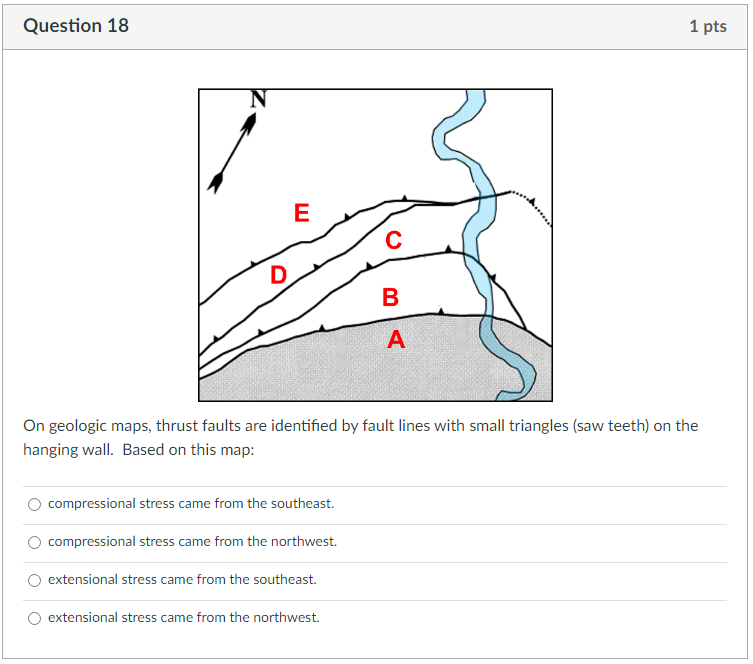 Solved On Geologic Maps Thrust Faults Are Identified By Chegg