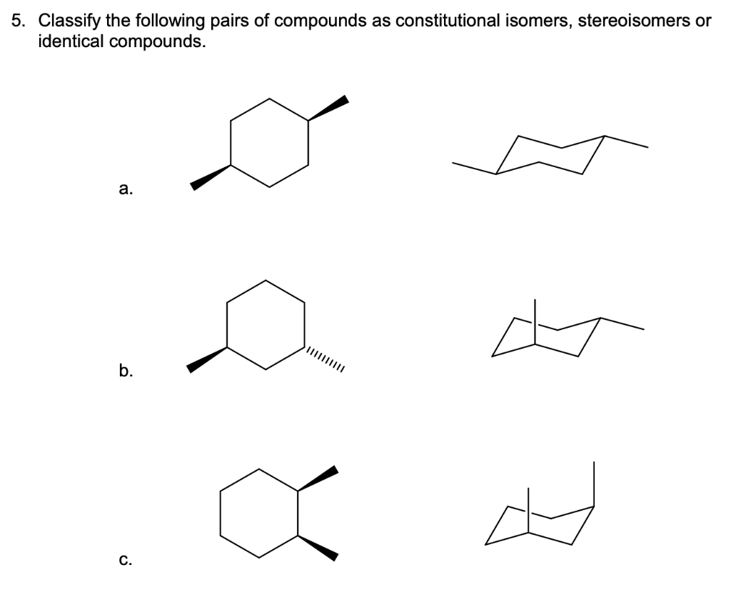 Solved Classify The Following Pairs Of Compounds As Chegg