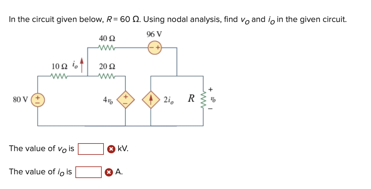 Solved In The Circuit Given Below R Using Nodal Chegg