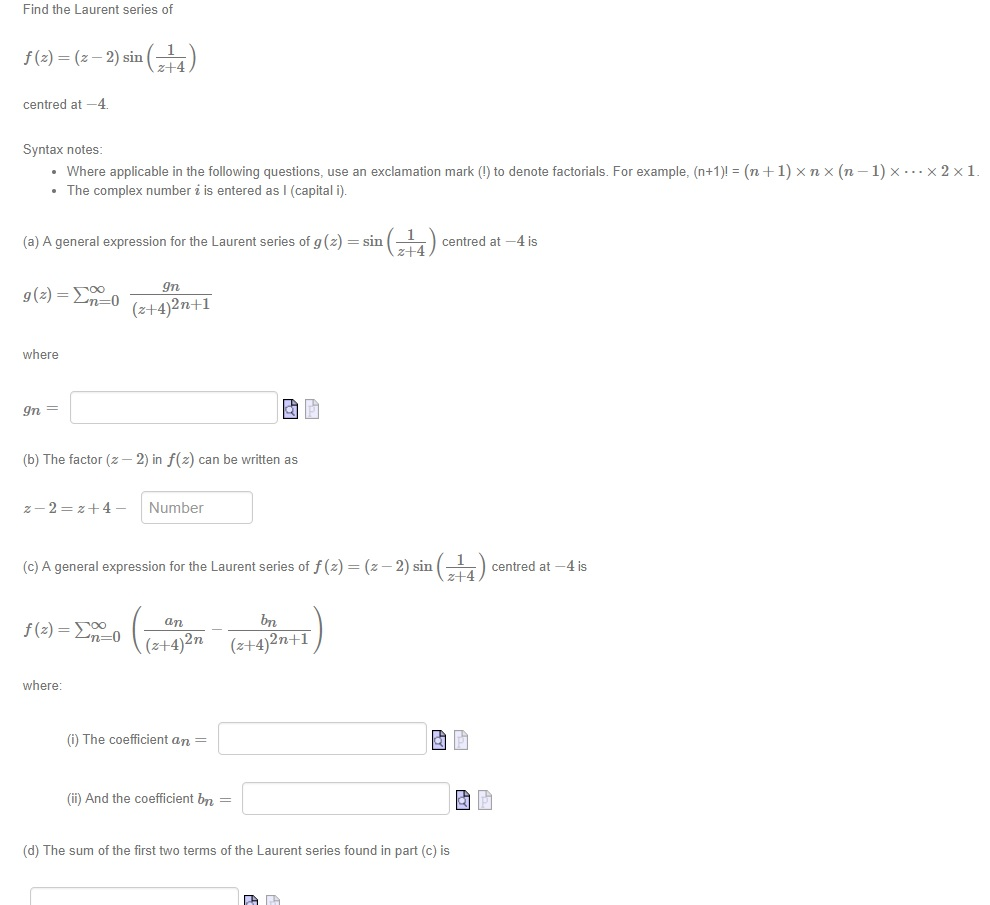 Solved Find The Laurent Series Of F Z Z Sin Th Chegg