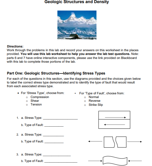 Solved Geologic Structures And Density Directions Work Chegg