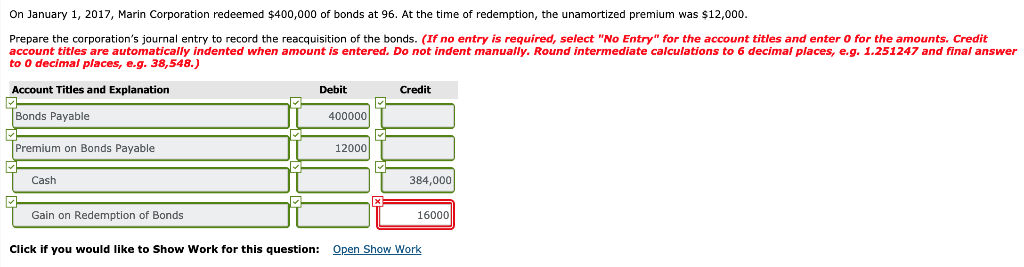 Solved On January 1 2017 Marin Corporation Redeemed Chegg