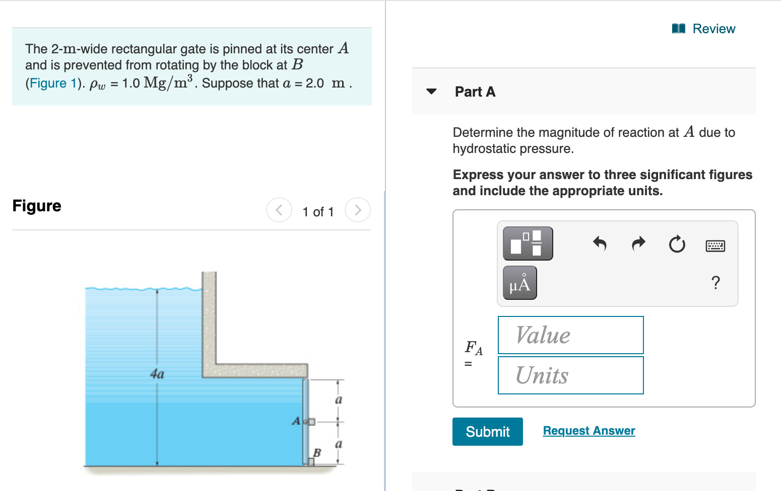 Solved Review The M Wide Rectangular Gate Is Pinned At Its Chegg