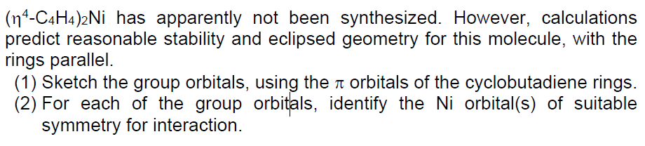 Solved N C H Ni Has Apparently Not Been Synthesized Chegg