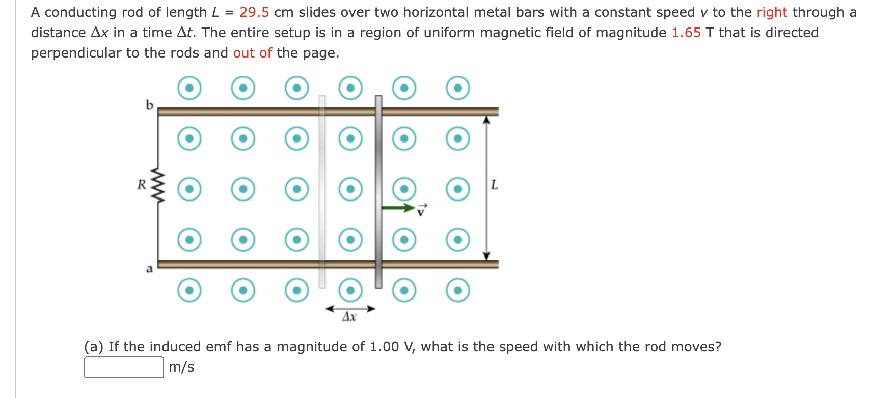 Solved A Conducting Rod Of Length L 29 5 Cm Slides Over Two Chegg