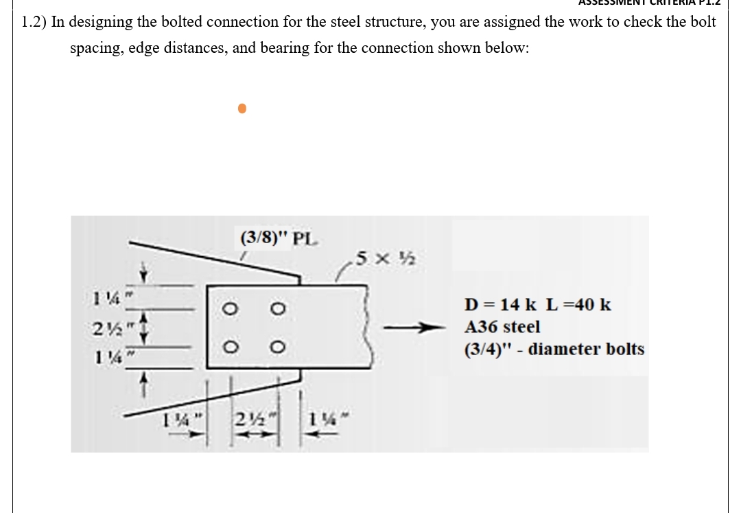 Solved 1 2 In Designing The Bolted Connection For The Chegg